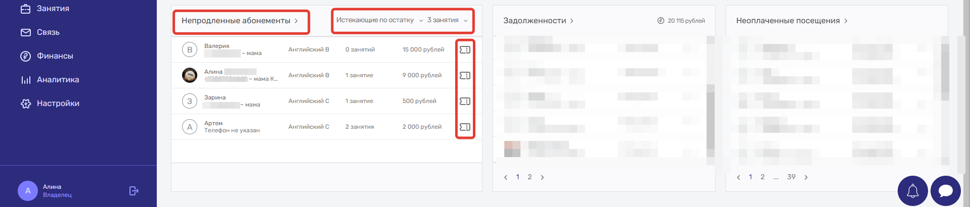 непродленные