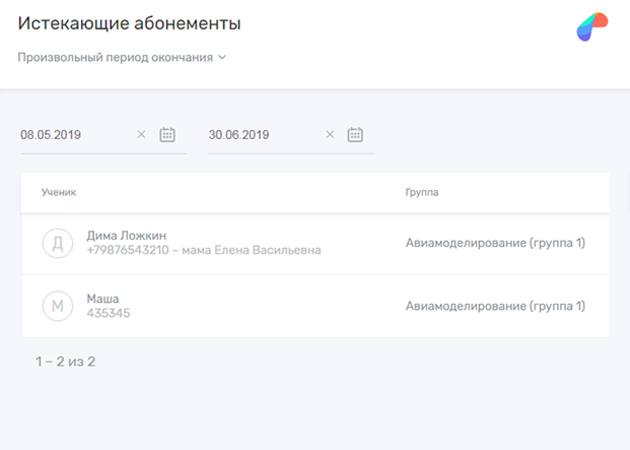 Истекающие абонементы